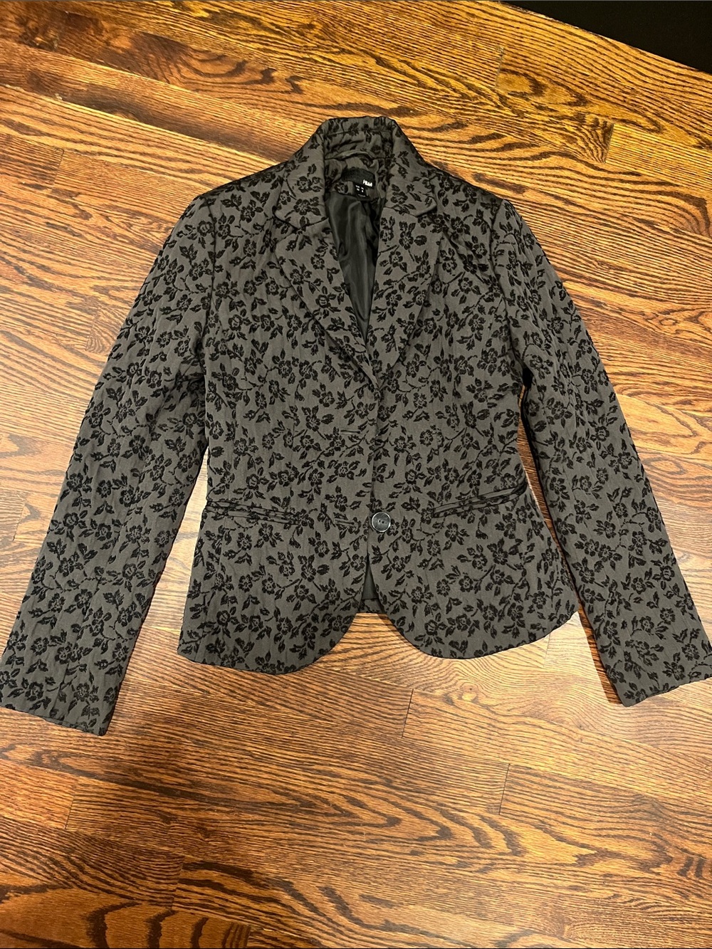 H&M Gray Blazer with Black Floral Burnout